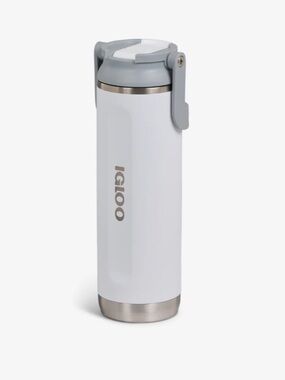 Set of 2: Igloo White Travel Bottle with Gray Flip Lid